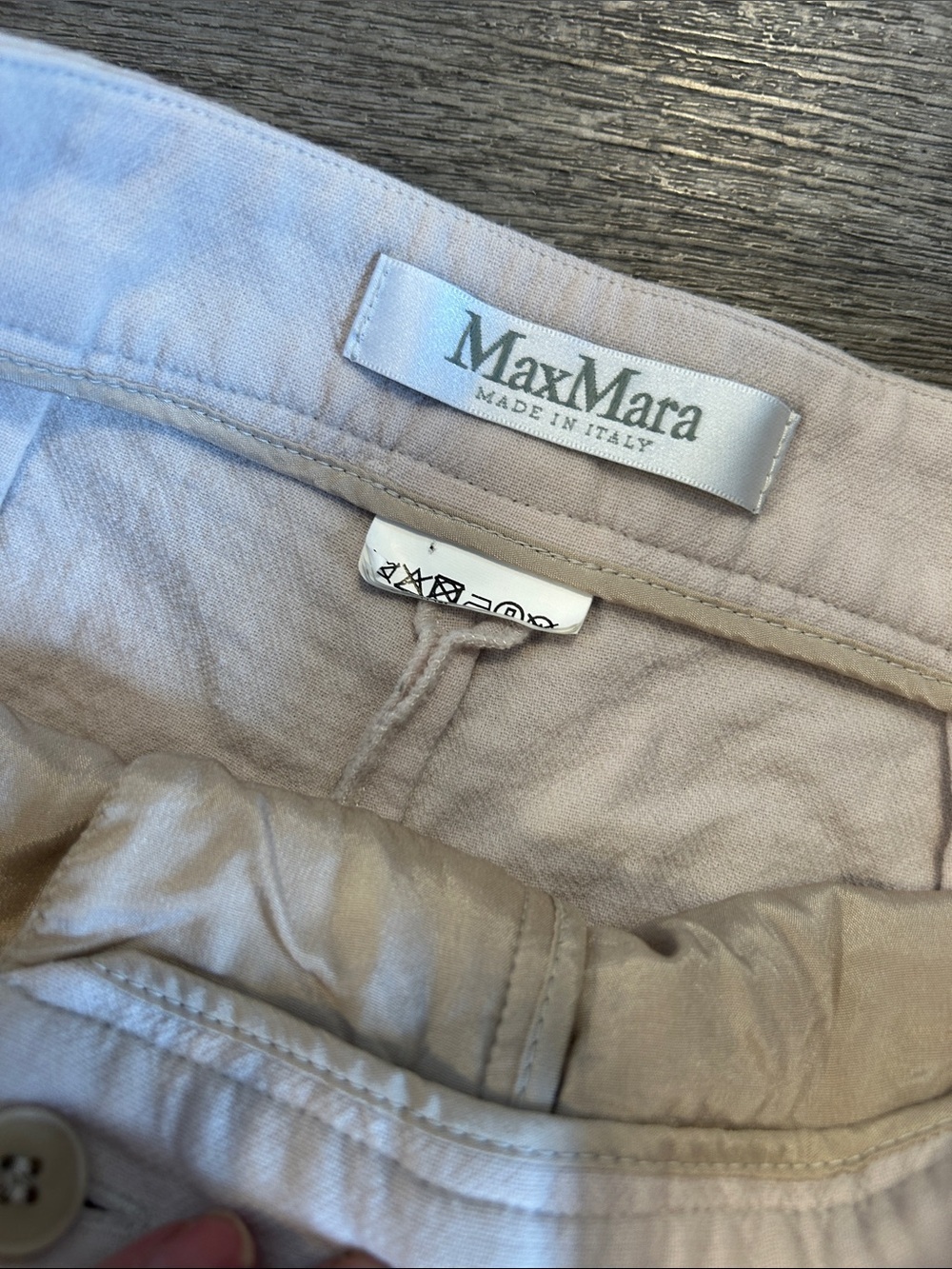 Max Mara Made in Italy Wide Leg Trousers Beige High Rise Heavyweight Size 6 - Picture 3 of 8